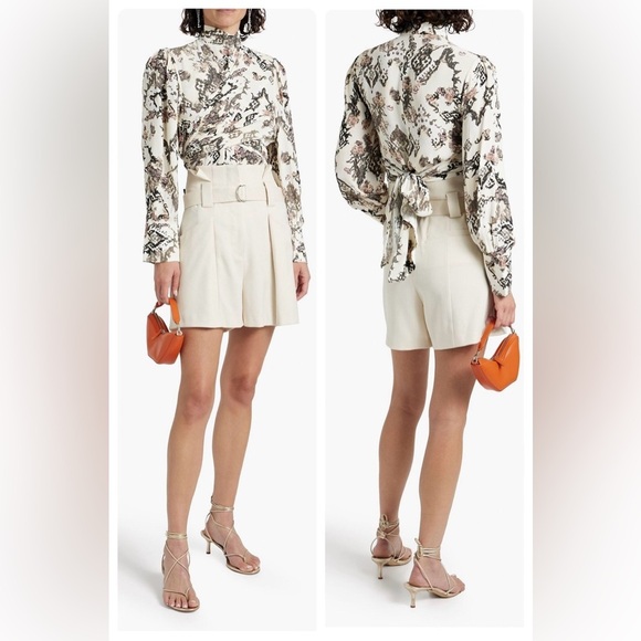 IRO Sakari Wrap Effect Printed Crepe de Chine Blouse Mock Neck FR 34 (US2) - Picture 1 of 13